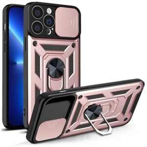 Ruhtel iPhone 13 Pro Cover med Ring Holder Hybrid Armor Camshield - Pink