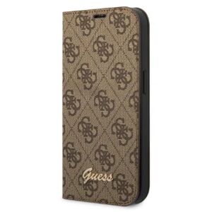 GUESS iPhone 14 Pro Pungecover 4G Vintage Gold Logo - Brun