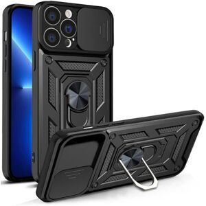 Ruhtel iPhone 13 Pro Cover med Ring Holder Hybrid Armor Camshield - Svar