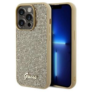 Guess iPhone 14 Pro Max Mobilcover Disco Script Metal - Guld