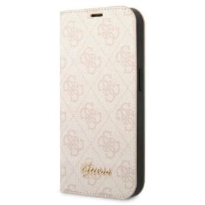 GUESS iPhone 14 Pro Wallet Case 4G Vintage Guld Logo - Pink