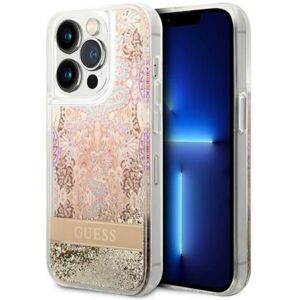 GUESS iPhone 14 Pro Max Cover Paisley Liquid Glitter - Guld