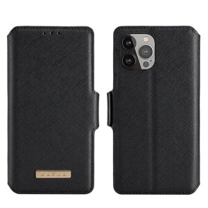 Muxma Saffiano Wallet Cover til iPhone 13 Pro - Sort Black