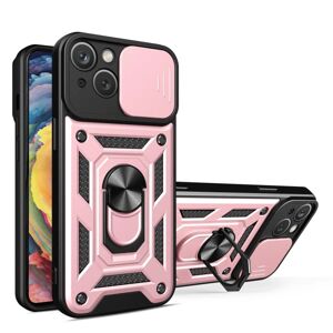 Ruhtel iPhone 14 etui med ringholder Hybrid Armor Camshield - Pink