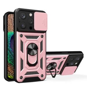 Ruhtel iPhone 14 Pro Cover med Ring Holder Hybrid Armor Camshield - Pink