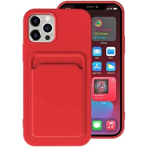 G-SP iPhone 13 Pro Max Silikonskal med Korthållare - Röd Red