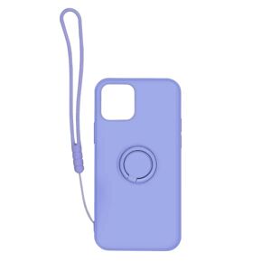 G-Sp iPhone 12/12 Pro Silikonskal med Ringhållare och Handrem - Lila Purple