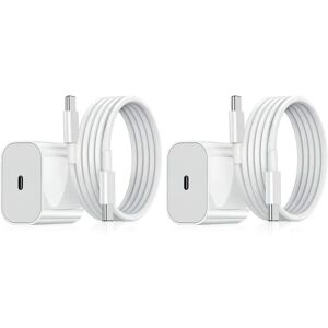 Oplader til Samsung - Hurtiglader 20W USB-C - Adapter+kabel 2m Hvid 2-Pack Samsung