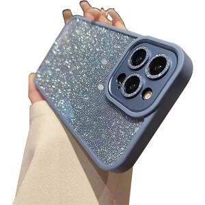 PIKACHU IC iPhone 13 Pro Max-etui med lækkert metal Bling-kameraer Søt Sparkly Diamond Slim Clear Back & Matt Bumper Silikon Dam-blå