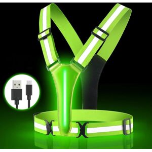 FMYSJ Led refleksvest Usb genopladeligt løbetøj Night Light Up Vest Sikkerhedsudstyr Justerbar elastisk størrelse Night Running Led (FMY)