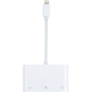 Apple iPhone adapter til USB + 1000M Ethernet + Lightning