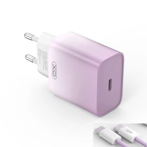 Apple XO USB-C oplader PD 30W med USB-C kabel - Lilla/Hvid