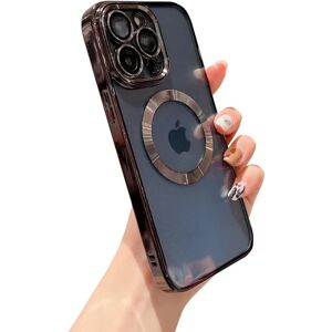 Heyone til iPhone 13 Pro Max etui Magnetisk klar med kameralinsebeskytter Fuld beskyttelse MagSafe galvaniseret silikone 6,7 tommer - sort