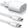 Apple 20W USB-C hurtigoplader + 20W 1M USB-C til USB-C kabel til iPhone 15 Pro Max - iPhone 15 Plus - iPhone 15 Pro - iPhone 15-WELLNGS