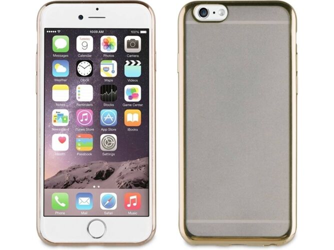 Apple Carcasa iPhone 6, 6s, 7, 8 MUVIT Borde Plateado