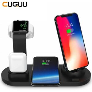 CUGUU Qi – Station de recharge sans fil 4 en 1  support USB  charge rapide  pour iphone 11/12 Pro