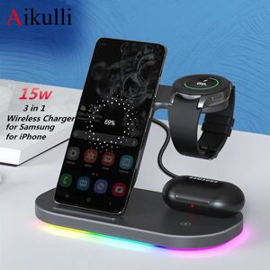 AIKULLI Support de chargeur sans fil 3 en 1  charge rapide sans fil  Samsung Galaxy S23  S22  Ultra S21