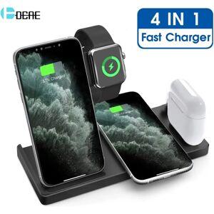 DCAE Station de charge sans fil 4 en 1 15W  pour Apple Watch 7 6 5 iPhone 14 13 12 11 XS MAX XR X 8