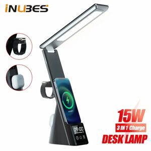 inubes Lampe de table LED 15W  chargeur sans fil pour iPhone  Apple Watch  Airpods  station de charge