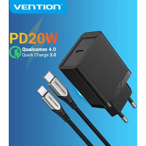 Vention – chargeur USB PD 20W Quick Charge 4.0/3.0  Type C  pour téléphone iPhone 13/12/Xs/Xiaomi