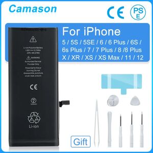 Camason – batterie Lithium haute capacité pour iPhone 5 SE 6 6s 7 8 Plus X XR XS Max 11 12 Pro