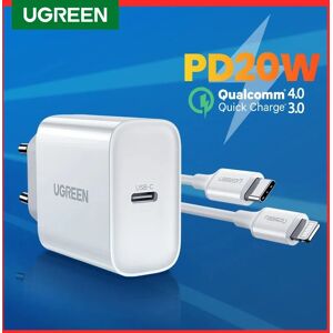 UGREEN – chargeur USB type-c 20W PD  Charge rapide pour téléphone  compatible avec iPhone 13/12/X et