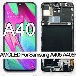 BINYEAE Ensemble écran tactile LCD AMOLED avec châssis  pièce de rechange pour Samsung A40 2019