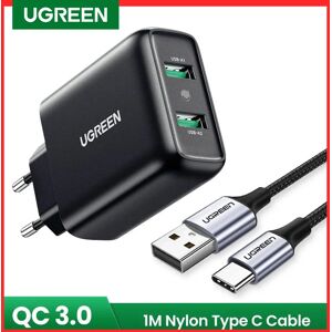 Ugreen – chargeur USB rapide 3.0 36W  adaptateur QC3.0  pour téléphone portable  compatible avec