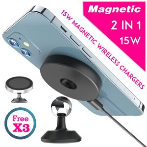Chargeur magnétique sans fil Qi pour voiture  Magsafe iPhone 15  14  13  12  Samsung  Huawei
