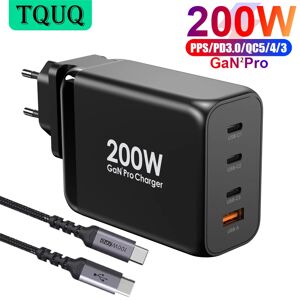 TQUQ Chargeur mural 200W Module GaN 100W USB-C PD3.0 PPS et 60W USB-A QC4.0 + Charge rapide pour