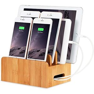 Serbia - Organisateur de cordons multi-appareils de bureau en bois de bambou et support de chargeur de station de charge pour iPhone 14 13 12 11 Pro Max xs iPad Mini 4 5 Samsung OnePlus lg Smartphones et table - Publicité