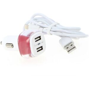 Chargeur Allume-Cigare 2 ports USB 2.4A + câble iPhone - SILAMP