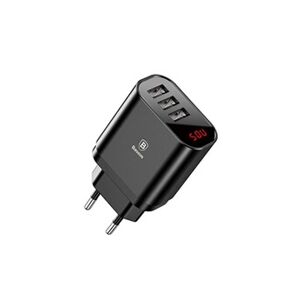 BASEUS (#19) Digital Display 3 USB Ports 3.4A Quick Charging Power Adapter Travel Charger, EU Plug, For iPhone, iPad, Galaxy, Sony, HTC, Google, Huawei, - Publicité