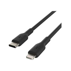 Belkin BOOST CHARGE - Câble Lightning - 24 pin USB-C mâle pour Lightning mâle - 2 m - noir - Alimentation USB (18 W) - Publicité