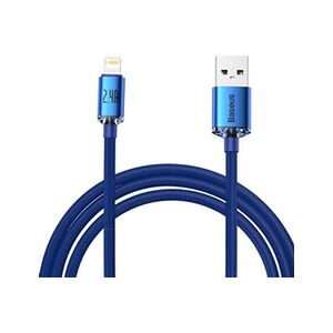 BASEUS cable de donnees de charge rapide de la serie crystal shine usb type a vers lightning 2.4a 2m bleu (cajy000103) - Publicité