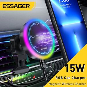 RGB support de téléphone magnétique pour voiture Qi 15W Macsafe chargeur sans fil voiture pour IPhone 14 13 Samsung support de téléphone universel