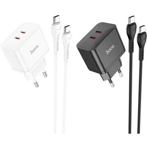 Chargeur mural HOCO N29 35W 2 ports USB PD Chargeur mural USB-C double 35W avec câble Type-C vers Type-C d'1m de long po