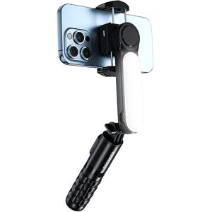 Stabilisateur de cardan MESSAGE Q09 avec lumière supplémentaire. Rotation à 360°. Télécommande multifonctionnelle pour s