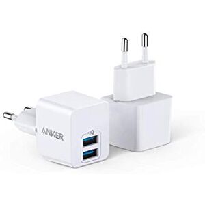 Anker PowerPort Lot de 2 Mini Chargeur Mural USB Ultra Compact 2,5 A pour iPhone XS/XS Max/XR/X/8/7/6/Plus, iPad Pro/Air 2/Mini 4, Samsung, et Bien Plus Encore - Publicité