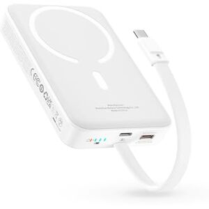 Baseus Batterie Externe Magsafe PD 30W, 10000mAh Magnétique Power Bank avec câble USB-C Intégré (Charge/décharge) pour iPhone 15/14/13/12 Series, Magsafe Batterie, Chargeur Portable Puissante, Blanc - Publicité