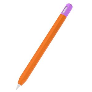 Wizoowip Étui à Crayons antidérapant pour Apple, 3ème Manchon capacitif, USB C, génération Ultra-Mince en Silicone, Support magnétique antidérapant Orange - Publicité
