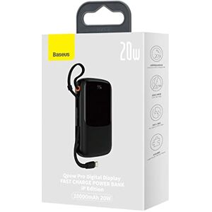 Baseus Power Bank Q pow with Digital Display, U+C, with Built-in Lightning Cable, QC, SCP AFC FCP 20W, 10000 mAh Black ( - Publicité