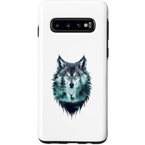 Coque pour Galaxy S10 Loup captivant avec paysage aquarelle Alpha - Publicité