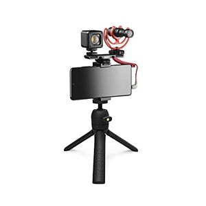 RØDE Le kit Vlogger de  est un kit complet de réalisation audiovisuelle mobile avec microphone de haute qualité, trépied, lumière LED et accessoires (édition pour smartphones avec entrée 3,5 mm) - Publicité