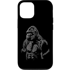 Coque pour iPhone 14 Pro Silhouette de gorille à dos argenté Buff Alpha - Publicité