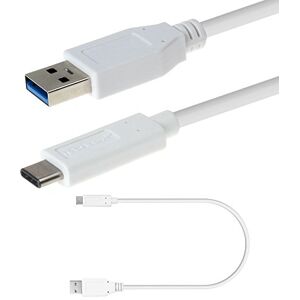 TECHGEAR Câble USB Chargeur/Transfert de Données Compatible avec Galaxy Note 10, 10+, Note 9, 8, Samsung A20e A30 A40 A50 A70 A80 Câble USB 3.1 Type C vers USB [Blanc] jusqu'à 3A et 10Gb/s (30cm) - Publicité