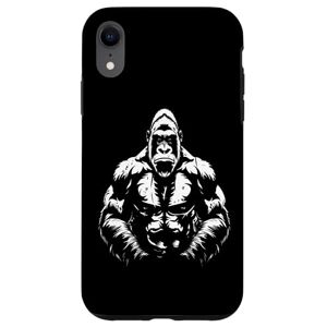Coque pour iPhone XR Silhouette de gorille à dos argenté Buff Alpha - Publicité