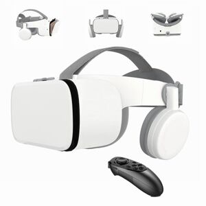 LONGLU VR Set Lunettes de Réalité Virtuelle pour Téléphone, Casque VR sans Fil Bluetooth Lunettes VR, Support 4.7-6.2" Téléphone Portable Compatible pour Android iOS iPhone 13 12 11 Pro Mini (Blanc) - Publicité