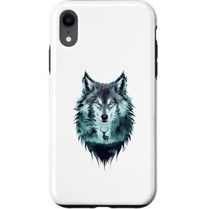 Coque pour iPhone XR Loup captivant avec paysage aquarelle Alpha - Publicité