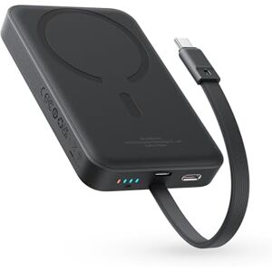 Baseus Batterie Externe Magsafe PD 30W, 10000mAh Magnétique Power Bank avec câble USB-C Intégré (Charge/décharge) pour iPhone 15/14/13/12 Series, Magsafe Batterie, Chargeur Portable Puissante, Noir - Publicité